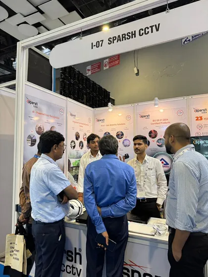 Our experts are always ready to discuss the technical details of our surveillance solutions. Here, our team engages with visitors, sharing insights into our 'Made in India' technology.