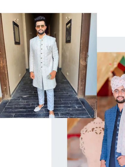 Redefining ethnic elegance. We have a wide range of sherwanis, from a classic white one to a modern blue printed one, to suit every groom's style.