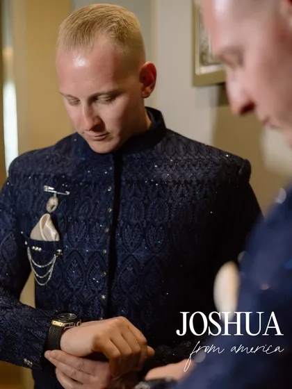 Joshua from America, moments before the ceremony. This portrait reflects the quiet anticipation of a man waiting for the moment his world changes forever.
