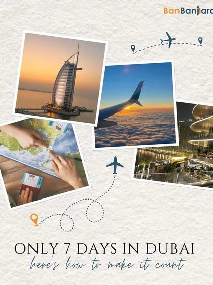 Thinking of Dubai? We've planned the perfect 7-day trip so you don't miss a thing. This collage shows just a glimpse, from the iconic Burj Al Arab at sunset to the view from your flight. We handle the logistics, you just enjoy the luxury.