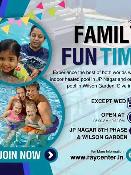 Create lasting memories with your loved ones during our family fun time. Our pools are a safe and exciting environment for all ages to splash, play, and enjoy quality time together. We have options for everyone at both our JP Nagar and Wilson Garden locations.