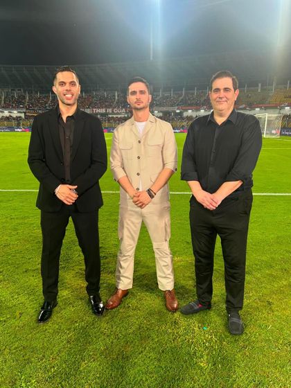 Styling a group of presenters for the Indian Super League. The goal was to create distinct yet coordinated looks, ranging from a classic all-black suit to a modern utility jumpsuit.