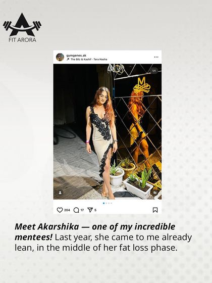 Introducing my mentee, Akarshika. When she first came to me, she was already lean but we decided to take a strategic pause from fat loss to build a stronger foundation for her competition goals.