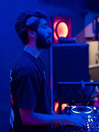 A profile shot of me in deep concentration during a set.