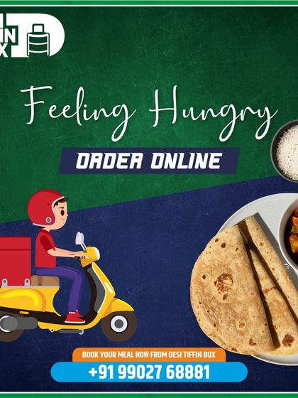 Feeling hungry? Just order online. My delivery partner will bring a hot and fresh meal, like this simple plate of roti, sabji, and rice, right to you.