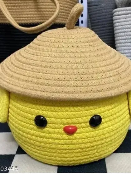 This little chick-themed rope basket with a straw-style lid is another cute and affordable option for storage or gifting.