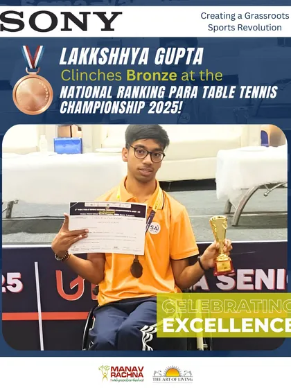 Lakkshhya Gupta with his Bronze medal at the National Ranking Para Table Tennis Championship. His consistent performance showcases his talent and the effectiveness of his training.