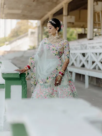 My bride Bhoomi was a dream in pastels for her wedding day. Her soft, minimal look is a perfect blend of timeless beauty and modern bridal trends.