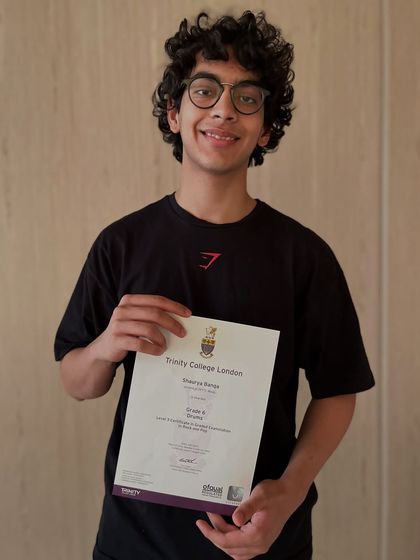 Congratulations to our Grade 6 drums student Shaurya. Achieving an advanced grade requires immense dedication, and we are incredibly proud of him.