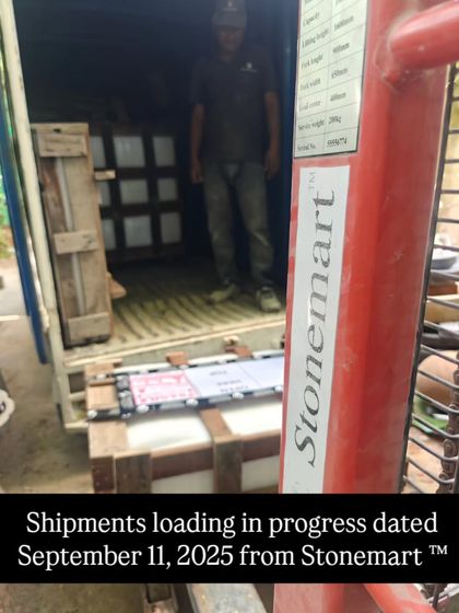 A forklift is used to load heavy shipments into the container. This shows the scale of our operations and our capability to handle large, heavy orders.