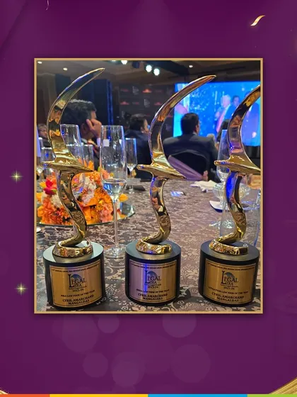 The trophy haul from the 13th Annual Legal Era Awards, where we were named 'India Law Firm of the Year', 'Litigation Firm of the Year', and 'M&A Firm of the Year'.