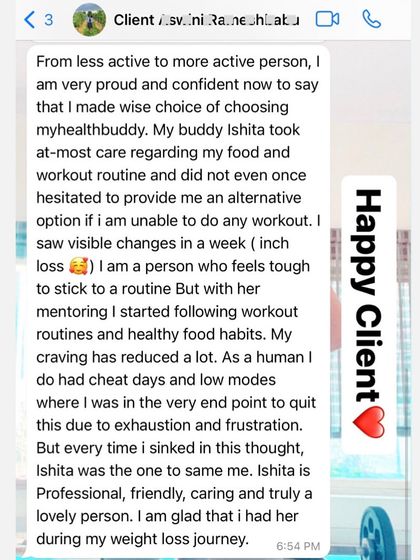 This client saw visible changes in just a week. Even when she felt like quitting, she trusted my mentoring and started building healthy habits.