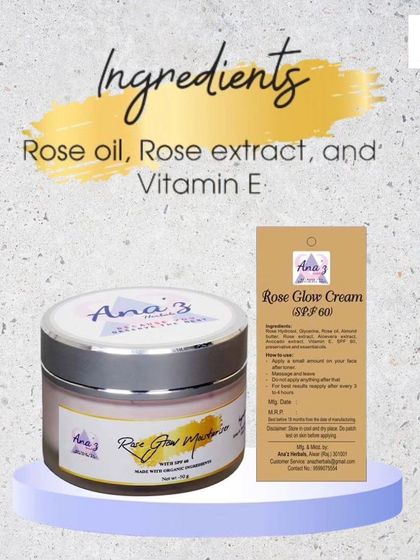 The secret to my Rose Glow Moisturiser is simple: pure rose oil, rose extract, and Vitamin E for ultimate skin nourishment.