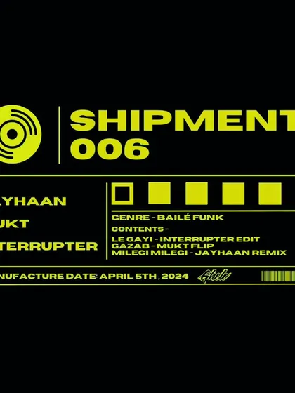 The artwork for "Shipment 006," a Baile Funk edition featuring tracks from me, Mukt, and Interrupter. This was a B3B set where we all brought our flavor.