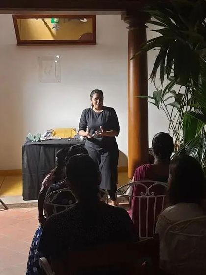 A solo performance in a cozy, well-lit space. Our shows are adaptable for various event sizes, from large halls to small gatherings.