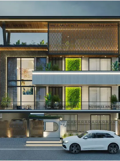 Innovation is at the core of our design philosophy. For this luxury duplex, we designed a kinetic jali inspired by windmills, where individual elements rotate with the breeze. This feature not only creates a constantly changing, mesmerizing facade but also serves a functional purpose, demonstrating how art and science can merge in architecture.