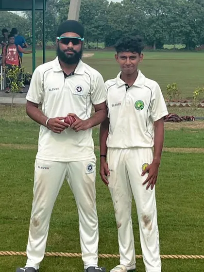 Our U19 team's leading bowlers, Navneet Singh and Keshav Chauhan, whose combined six wickets were instrumental in dismantling the opposition and securing the win.