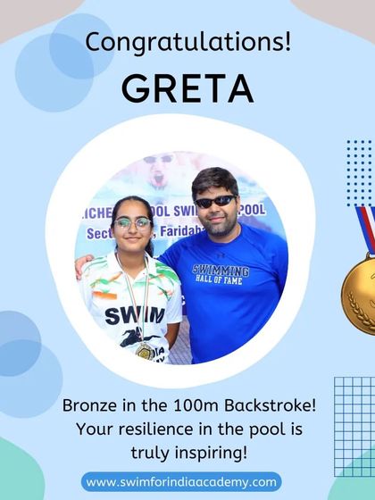 Greta's resilience in the pool earned her a bronze medal in the 100m Backstroke. Well done!