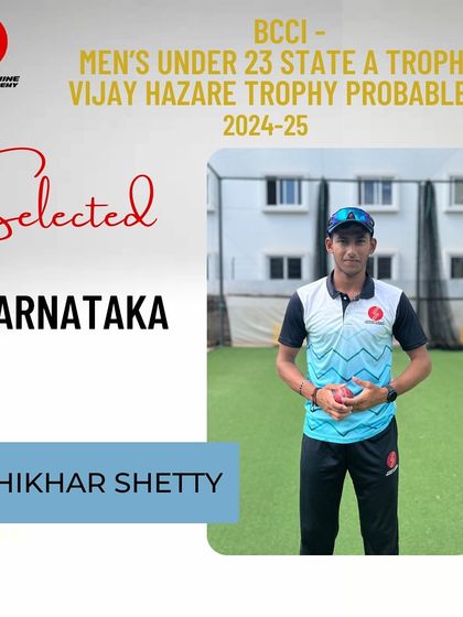 A huge congratulations to Shikhar Shetty on being selected for the Karnataka Under 23 State Team and the Vijay Hazare Trophy Probables. We are all incredibly proud.