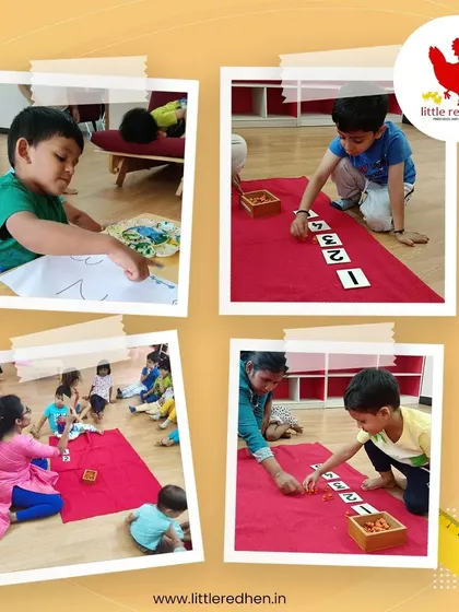 This collage captures the joy of learning numbers at our summer camp. Through puzzles and hands-on activities, children discover that math can be fun, engaging, and cool.