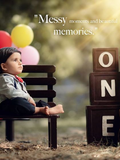 A pensive moment during an outdoor first birthday shoot. We capture the whole range of emotions, from joyful laughter to quiet contemplation.