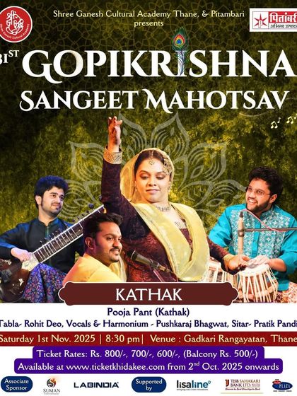 The poster for my performance at the 31st Gopikrishna Sangeet Mahotsav in Thane. Performing in festivals dedicated to the legends of Kathak is always a humbling experience.