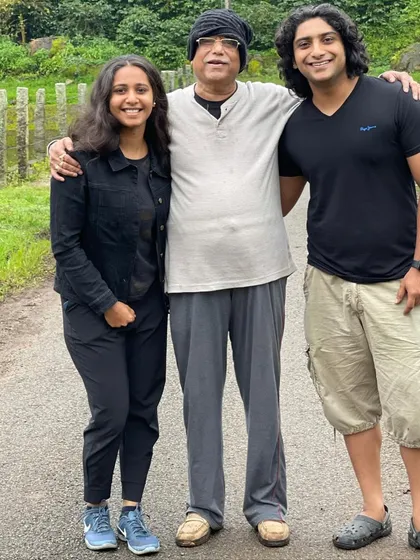 A cherished photo with my Guruji and my brother. His teachings have shaped both our musical paths.