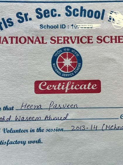 Another shot of my NSS volunteer certificate for a mehndi competition when I was in 12th grade. It's a sweet reminder of where my journey began.