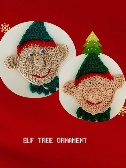 Add a bit of fun to your tree with these cheeky elf face ornaments. Their smiling faces and pointy hats are sure to be a hit with the kids.
