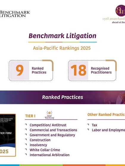 Our Insolvency practice has been ranked as Tier 1 by Benchmark Litigation Asia-Pacific 2025. This top-tier ranking acknowledges our consistent track record and the high-caliber work we deliver for our clients in complex restructuring and bankruptcy matters.
