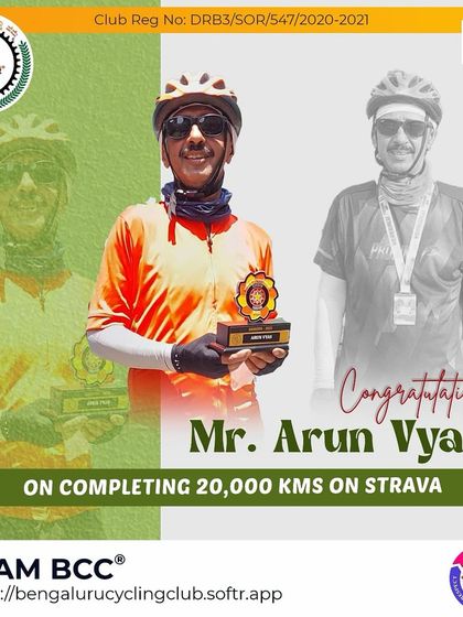 Congratulations to Arun Vyas sir on completing 20,000 kms on Strava. We are proud of you.