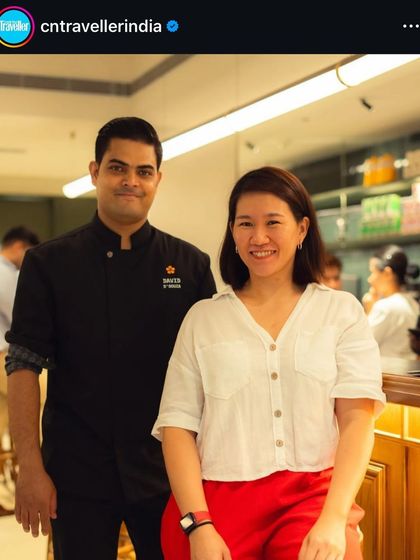 A photo of me with our Head Chef, David, taken for the Condé Nast Traveller feature. I am so proud of the incredible team we have built, and his talent is a huge part of our success.