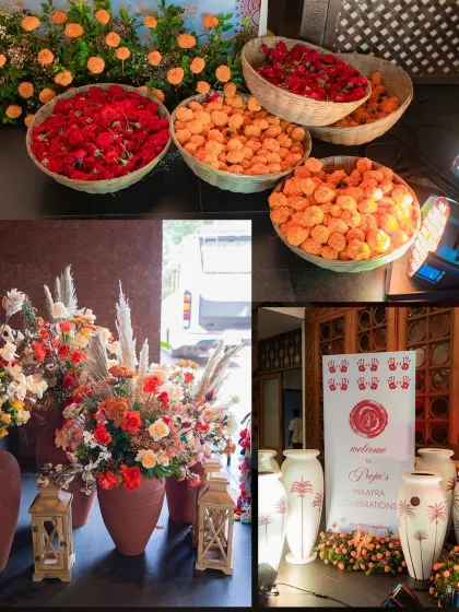 The Mayra celebration was another beautifully themed event. We used autumnal tones and marigolds to create a look that was culturally rooted but with a modern, bohemian flair.