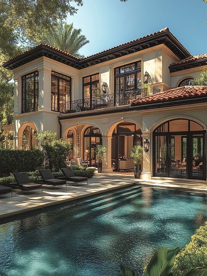 This beautiful villa combines classic Mediterranean architecture with modern living. The arched doorways and terracotta roof create a timeless feel, while the open-plan interiors flow seamlessly to the poolside lounge area.