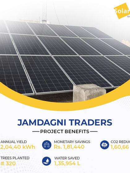 Jamdagni Traders now runs on green energy with this 16.38 KWp system on their roof. It provides an annual yield of over 2 lakh kWh, saving them ₹1.81 lakhs.