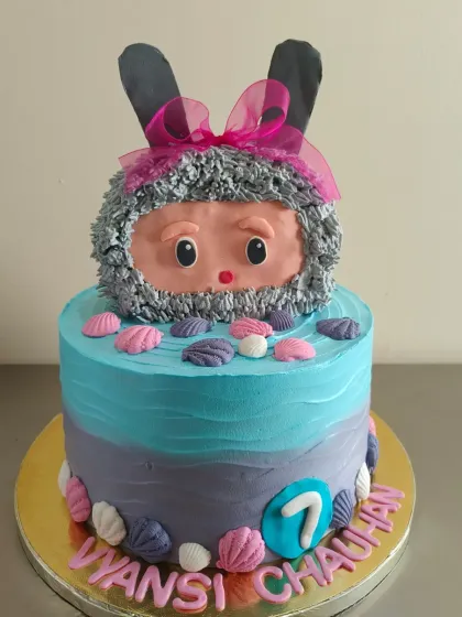 A unique Labubu themed cake. I love getting requests for new and interesting characters like this popular art toy doll.