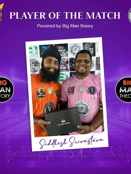 Siddhesh Srivastava, earning the Player of the Match award for his efforts.