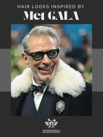 Jeff Goldblum's silver hair at the Met Gala was pure elegance. We can help you embrace your natural color with a cut that's stylish and distinguished.