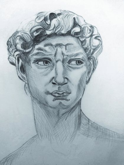 This is a pencil sketch tribute to Michelangelo's iconic sculpture, David. I used a cross-hatching technique to build texture and capture the intense expression, a great exercise in studying the masters.