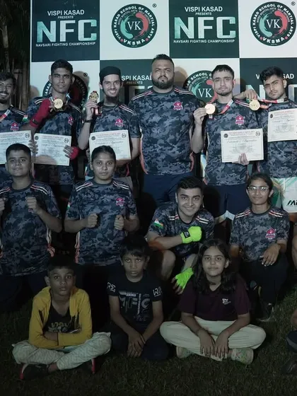 The full team after a dominant performance at the Navsari Fighting Championship, where we bagged 13 wins out of 15 fights.