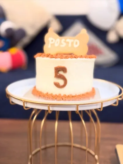 A close-up of Posto's custom-made, dog-friendly birthday cake. It was as delicious as it looks!