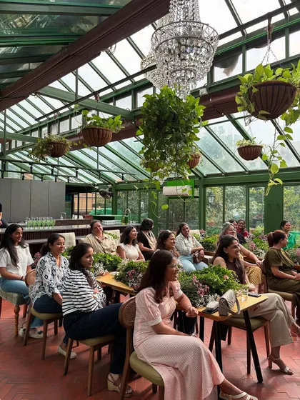 The heart of The Conservatory is our community. This shot from our tablescaping workshop captures the atmosphere we strive for: a relaxed, open, and engaging space where everyone feels welcome to learn and share their curiosity.