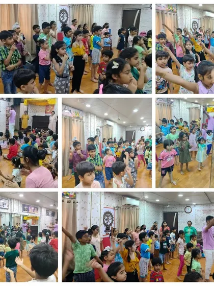 This collage provides a snapshot of a typical day at our summer camp. It features multiple angles of the kids' dance class, showing their energy and participation from all corners of the room.