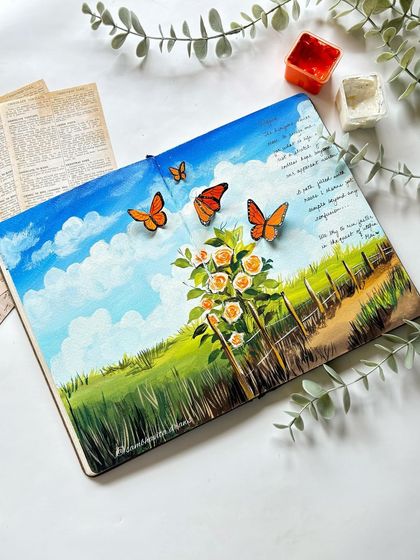 Another view of the full landscape spread, showing how all the elements come together to create a utopian scene.