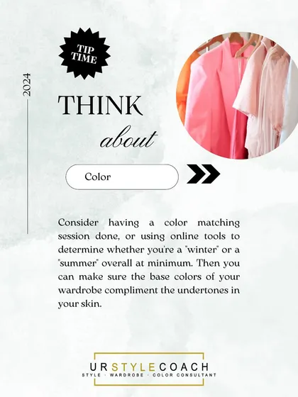 Finding your personal color palette is the first step to building a wardrobe you love. My color analysis sessions help you determine your color "season," like 'winter' or 'summer', which acts as a guide to ensure every piece you buy complements your natural skin undertones.