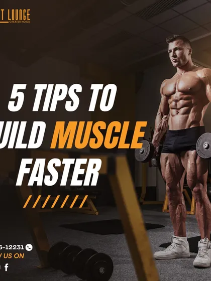 Here are five essential tips to build muscle faster. This graphic introduces the series.