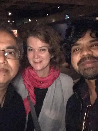 A selfie with Saskia and our tabla player Zuheb Ahmed Khan after our concert at MONA. The energy was amazing.