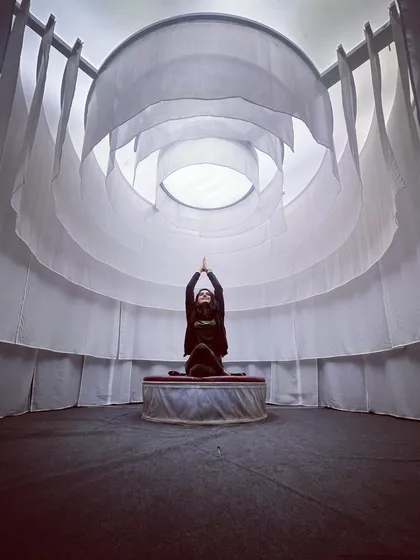 A moment of quiet reflection during a meditation session. I find unique and peaceful spaces for my workshops, allowing you to turn inward and connect with your inner light without any distractions.