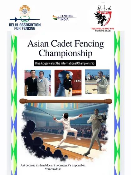 From our practice halls in Delhi to the international stage. We are incredibly proud to see our student, Diya Agarwal, selected for the Asian Cadet Championship. This is the goal we work towards: creating fencers who can represent India with pride.