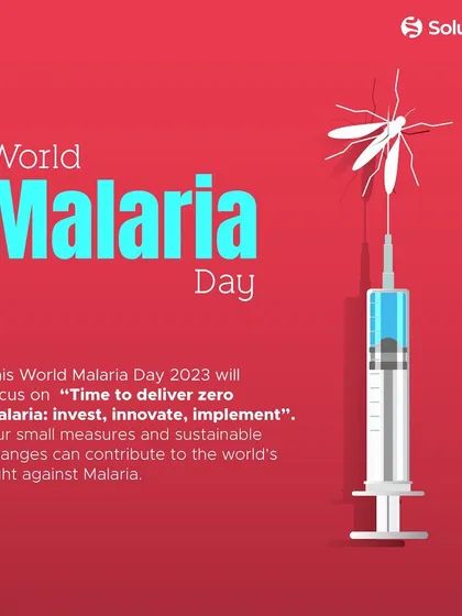 This World Malaria Day, our focus is on the theme "Time to deliver zero malaria." This graphic, showing a vaccine-like syringe targeting a mosquito, represents our commitment to invest, innovate, and implement solutions.